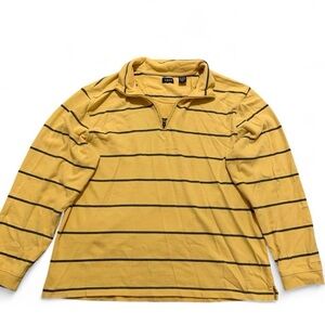 Izod Yellow & black striped Izod quarter zip long sleeve shirt